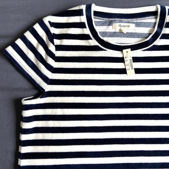 MADEWELL NWT Velour Crewneck Tee in Meg Stripe - Picture 6 of 9